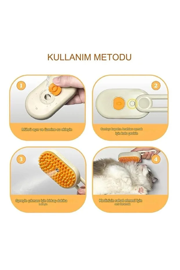 Saplı Buharlı Kedi Tarağı, Buharlı Kedi & Köpek Yıkama Fırçası Tarağı Yumuşak Silikonlu